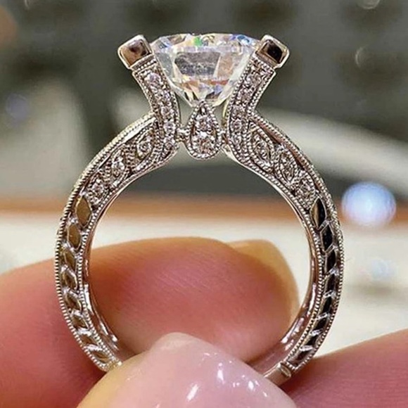 Sterling silver wedding engagement ring - Picture 6 of 7